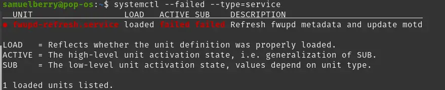 systemctl --failed --type=service