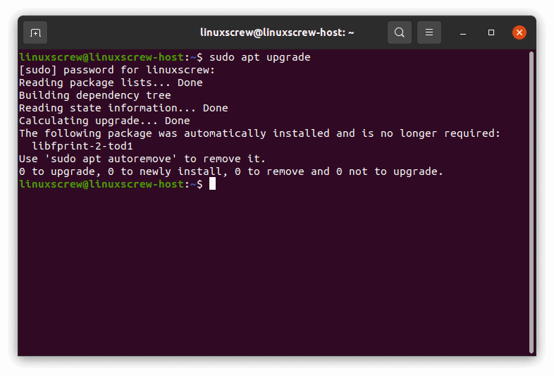 ubuntu sudo apt upgrade