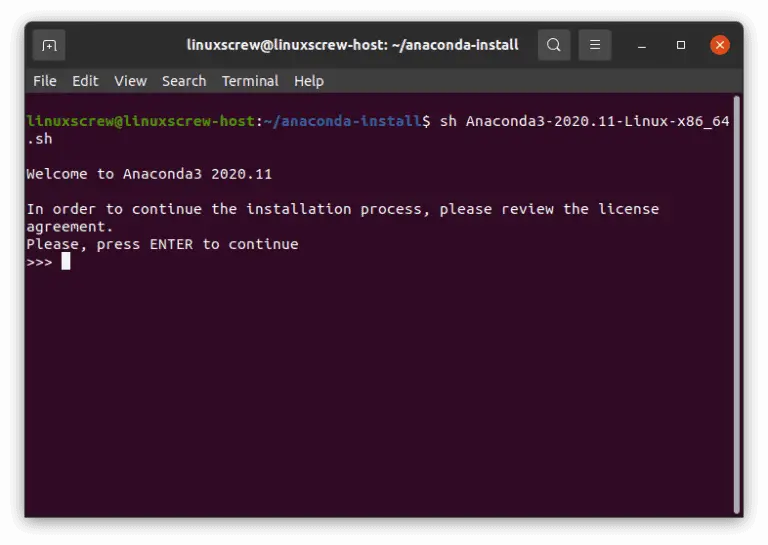 install anaconda ubuntu bionic