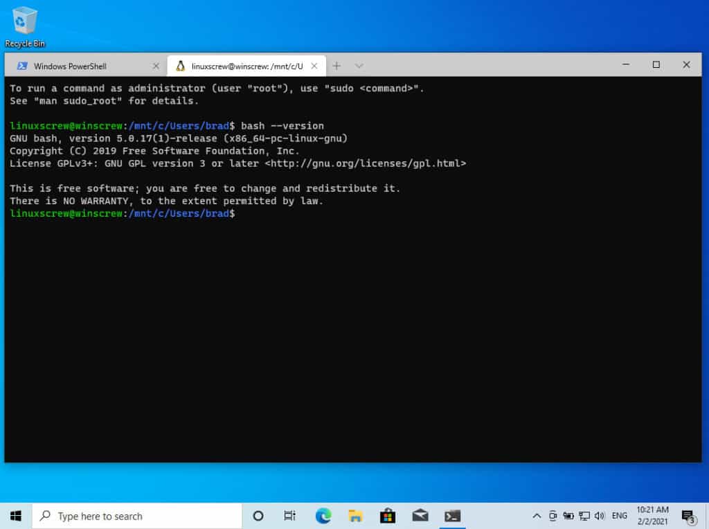 bash windows 12 1