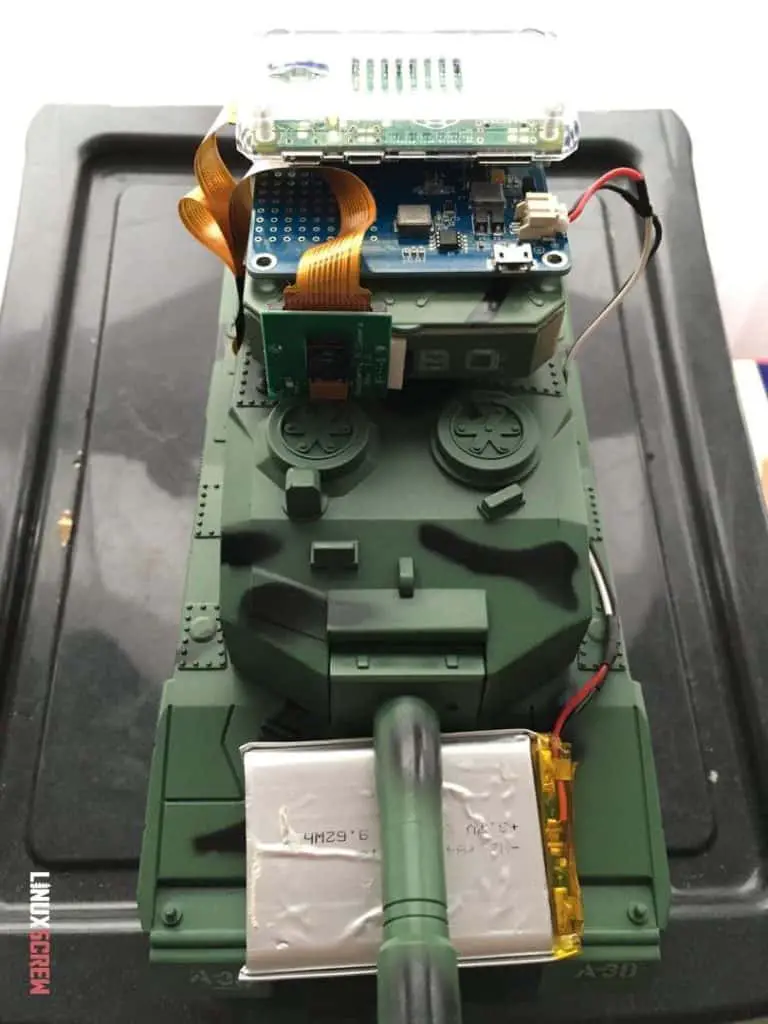 The Pi Camera is lighter, so the tank can move better