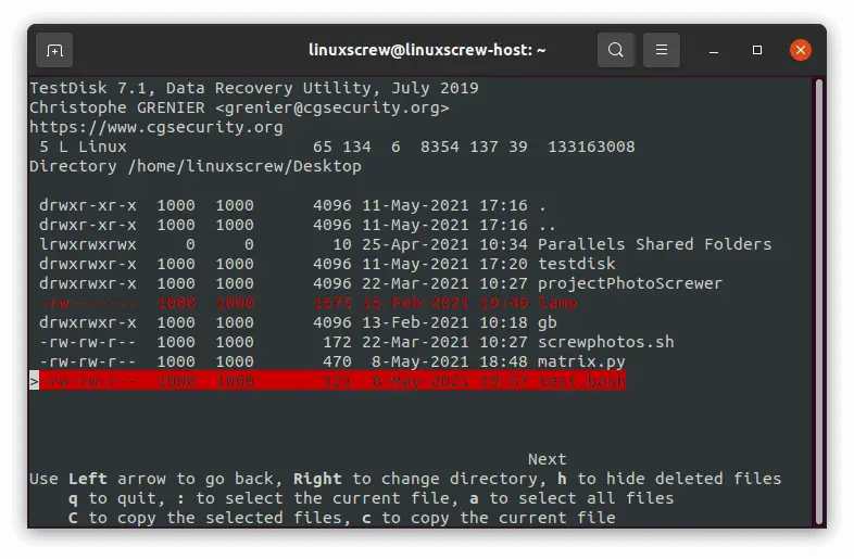 ubuntu recover deleted files 7