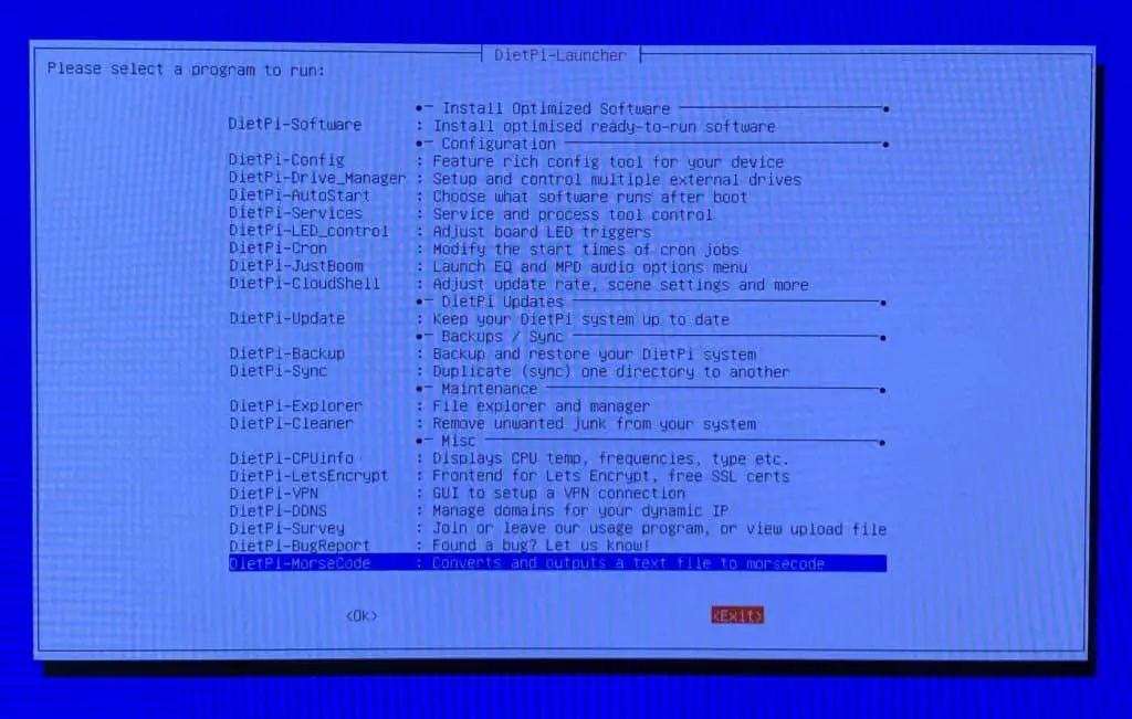 DietPi has built-in tools for converting to morse code. Neat!