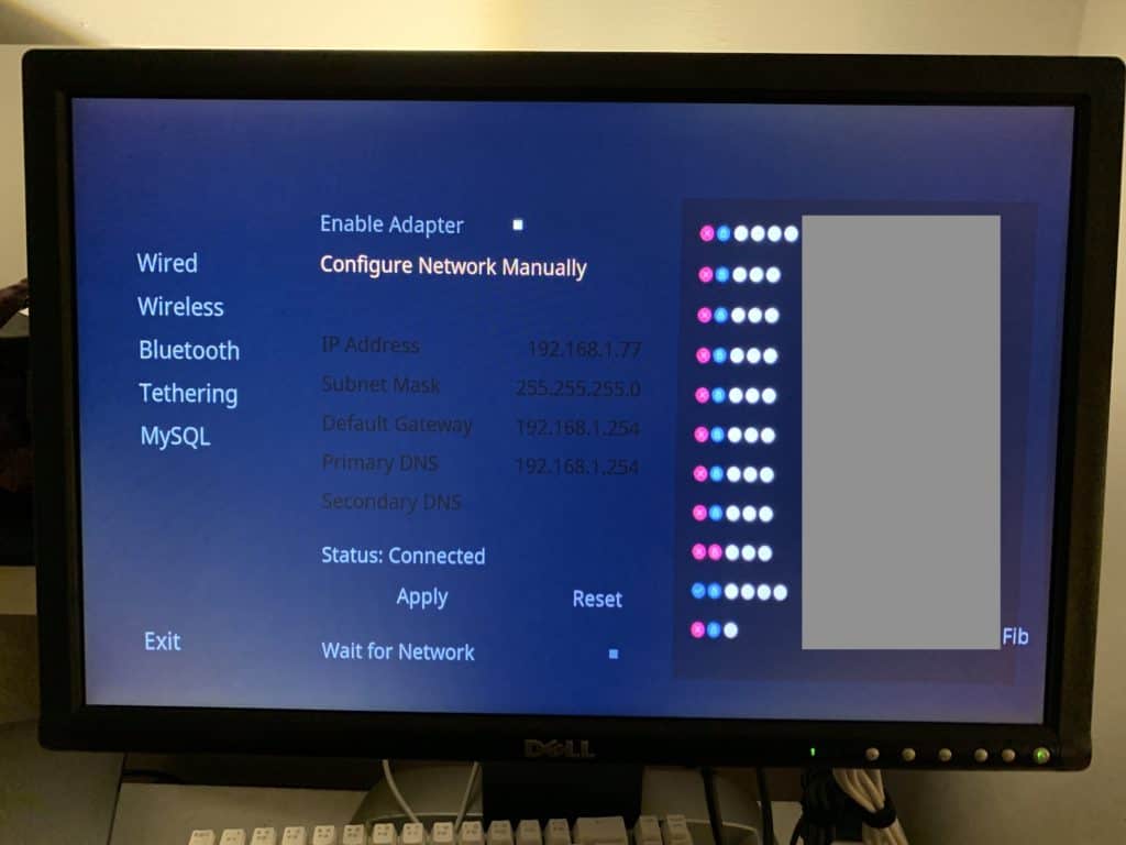 When everything's up and running, the network status will show as 'Connected'.