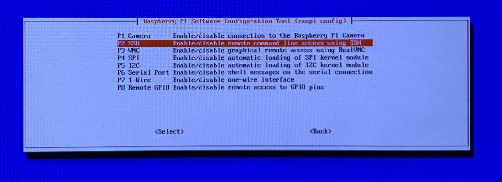 Ensure SSH is enabled so that the Raspberry Pi can be connected to remotely.