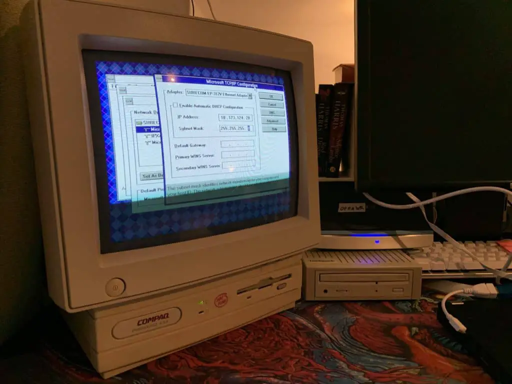 A static IP address was set on the same network as the ethernet adapter on the Pi which this machine is connected to.