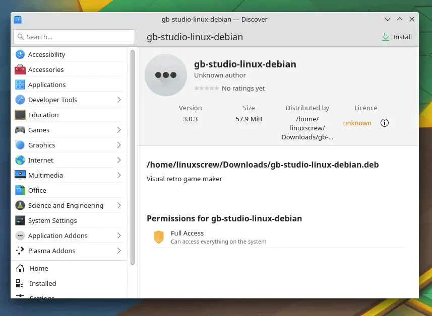 I'm installing GB Studio on KDE Neon - An Ubuntu Based OS