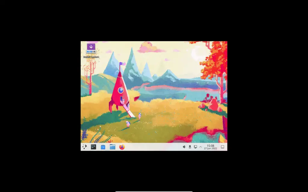 The KDE desktop running from the installation disc