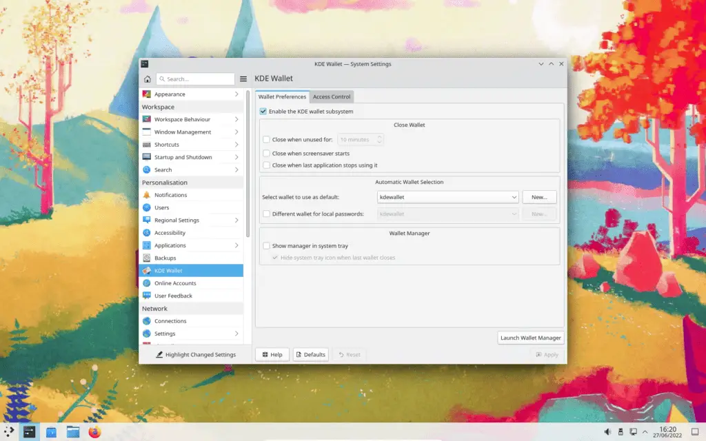 The KDE wallet lets you store and manage your passwords securely