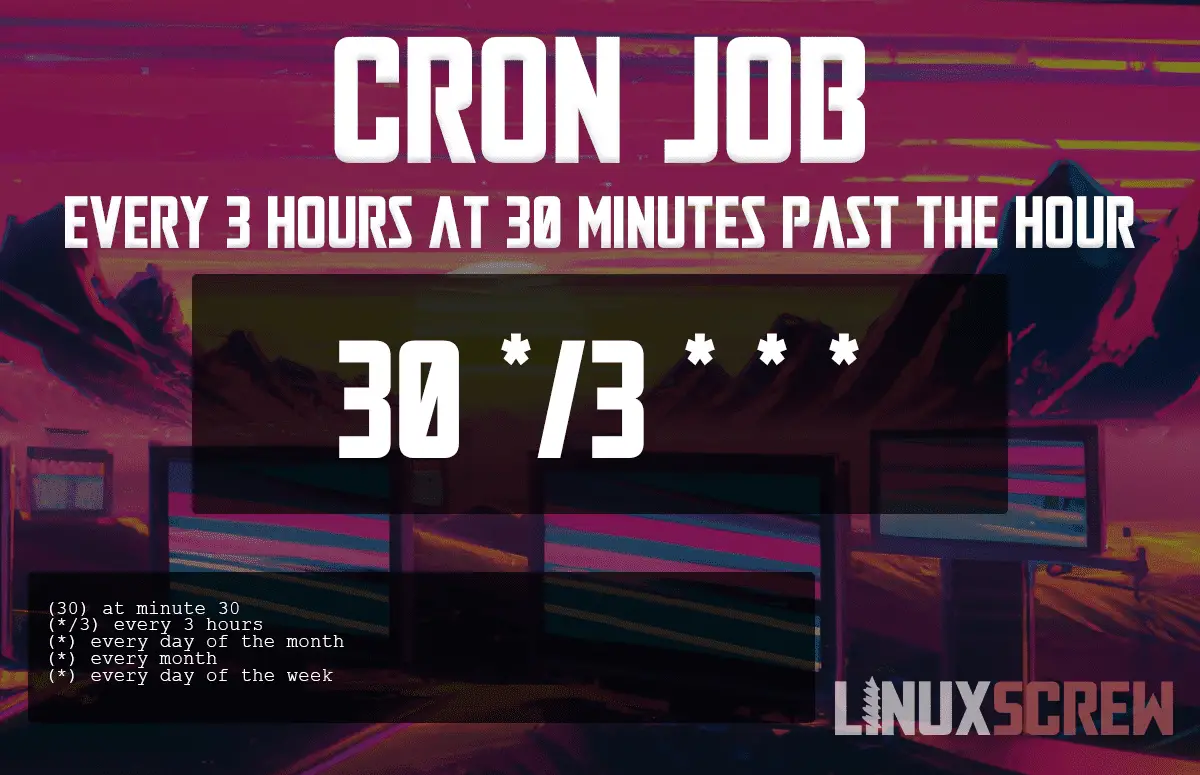 Cron Job Every 3 Hours At 30 Minutes Past The Hour (Crontab)